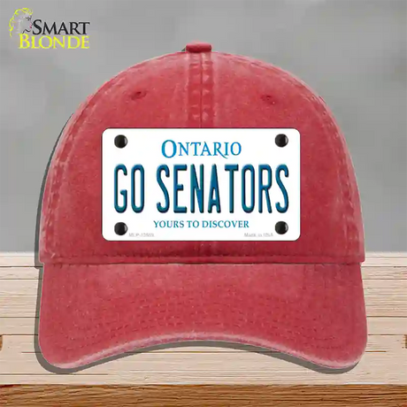 Go Senators Novelty License Plate Hat Tag Unconstructed Cotton / Red