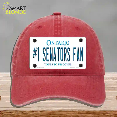 Number 1 Senators Fan Novelty License Plate Hat Tag Unconstructed Cotton / Red