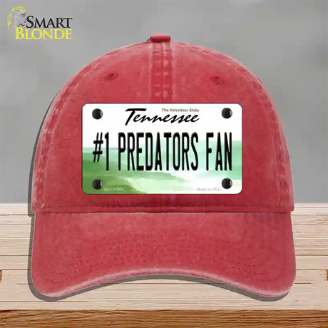 Number 1 Predators Fan Novelty License Plate Hat Tag Unconstructed Cotton / Red