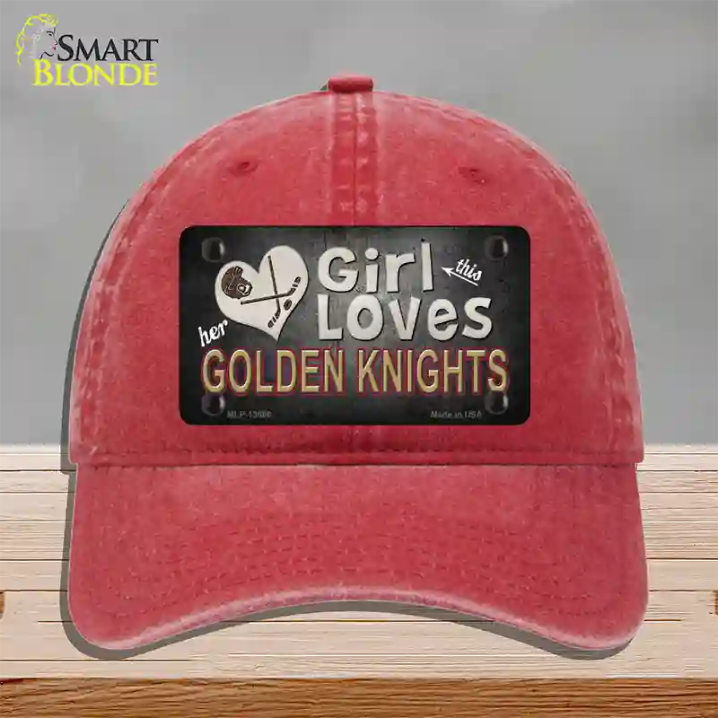 This Girl Loves Her Golden Knights Novelty License Plate Hat Tag Unconstructed Cotton / Red