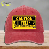 Caution Golden Knights Novelty License Plate Hat Tag Unconstructed Cotton / Red