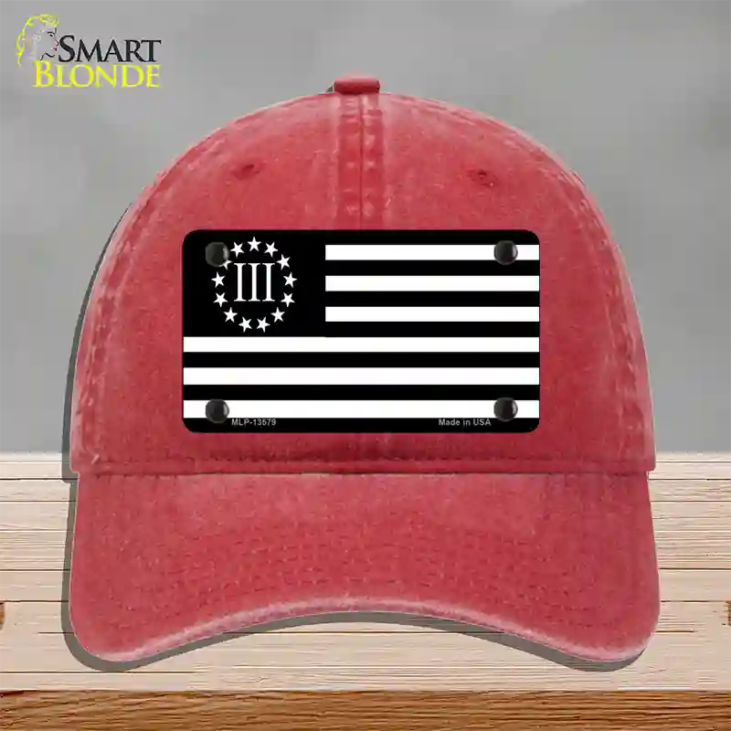 3 Percenter American Flag Novelty License Plate Hat Tag Unconstructed Cotton / Red