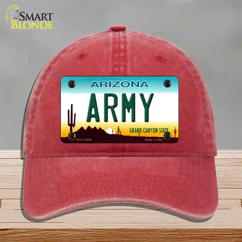 Army Arizona Novelty License Plate Hat Tag Unconstructed Cotton / Red