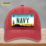 Navy Arizona Novelty License Plate Hat Tag Unconstructed Cotton / Red