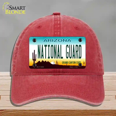 National Guard Arizona Novelty License Plate Hat Tag Unconstructed Cotton / Red