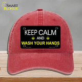 Keep Calm Wash Your Hands Novelty License Plate Hat Tag Unconstructed Cotton / Red