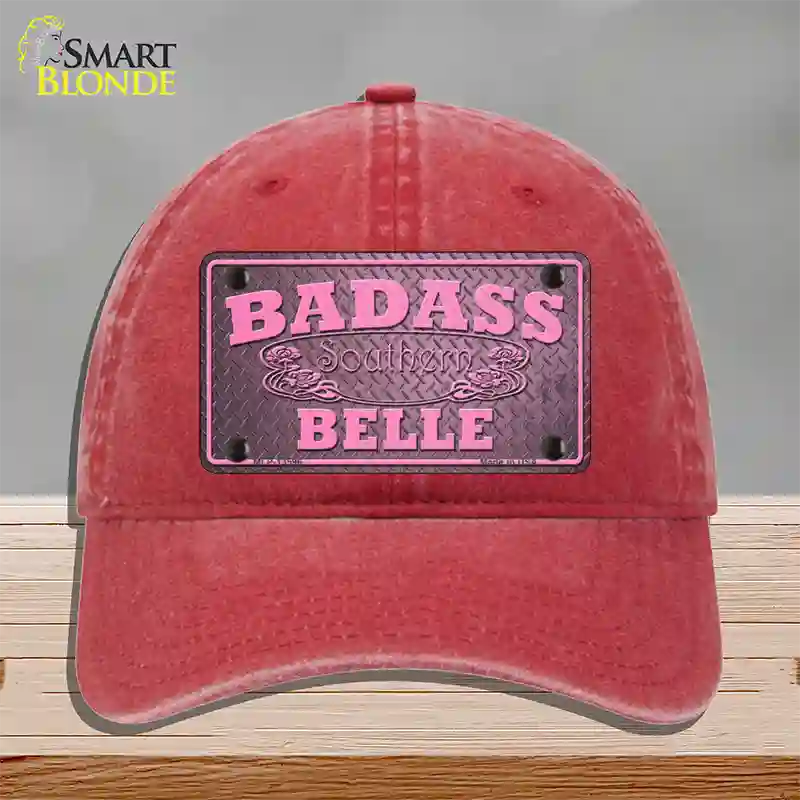 Badass Southern Belle Novelty License Plate Hat Tag Unconstructed Cotton / Red