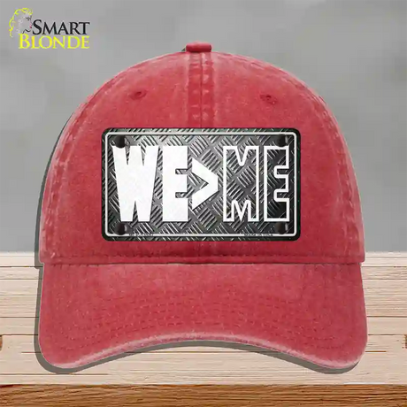 We Greater Than Me Novelty License Plate Hat Tag Unconstructed Cotton / Red