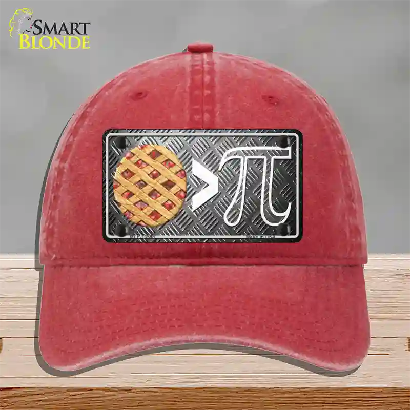 Pie Greater Than Pi Novelty License Plate Hat Tag Unconstructed Cotton / Red