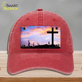 Cross Sunrise Photograph Novelty License Plate Hat Unconstructed Cotton / Red