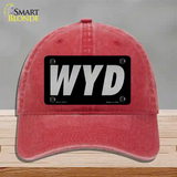 WYD Black Novelty License Plate Hat Tag Unconstructed Cotton / Red