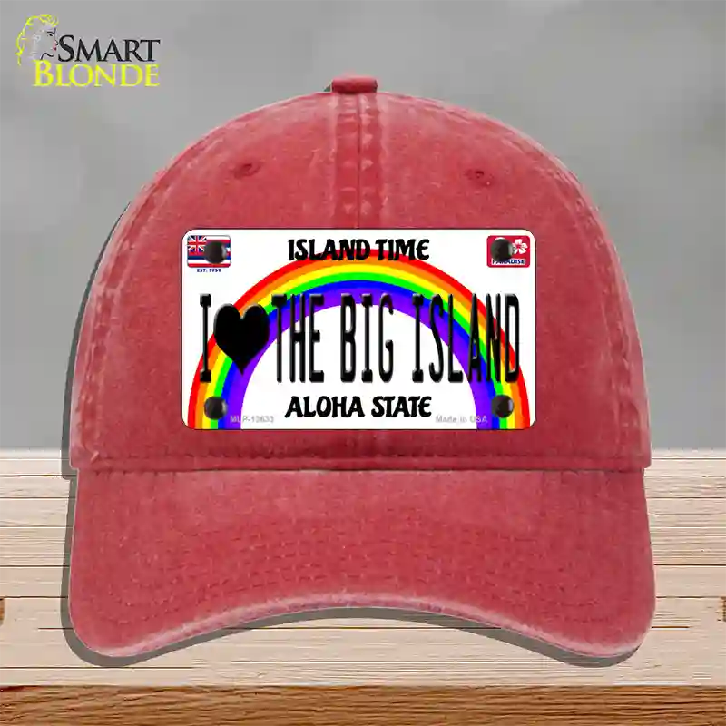 I Heart Big Island Novelty License Plate Hat Tag Unconstructed Cotton / Red