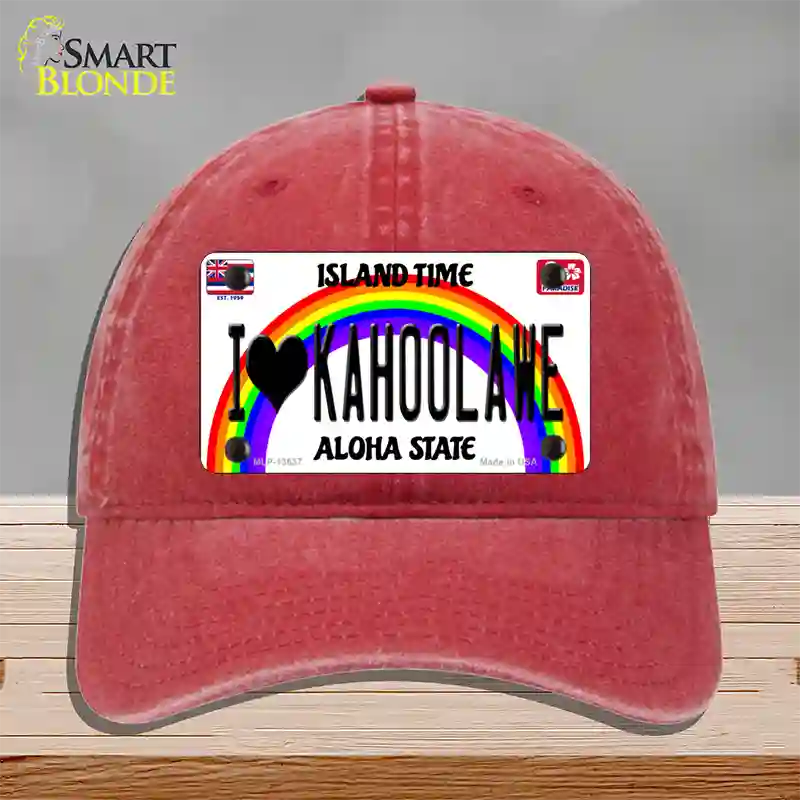 I Heart Kahoolawe Novelty License Plate Hat Tag Unconstructed Cotton / Red