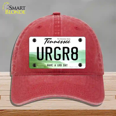 URGR8 Novelty License Plate Hat Tag Unconstructed Cotton / Red