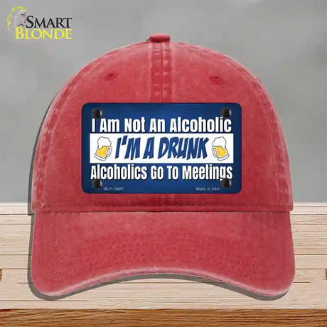 Im A Drunk Novelty License Plate Hat Tag Unconstructed Cotton / Red