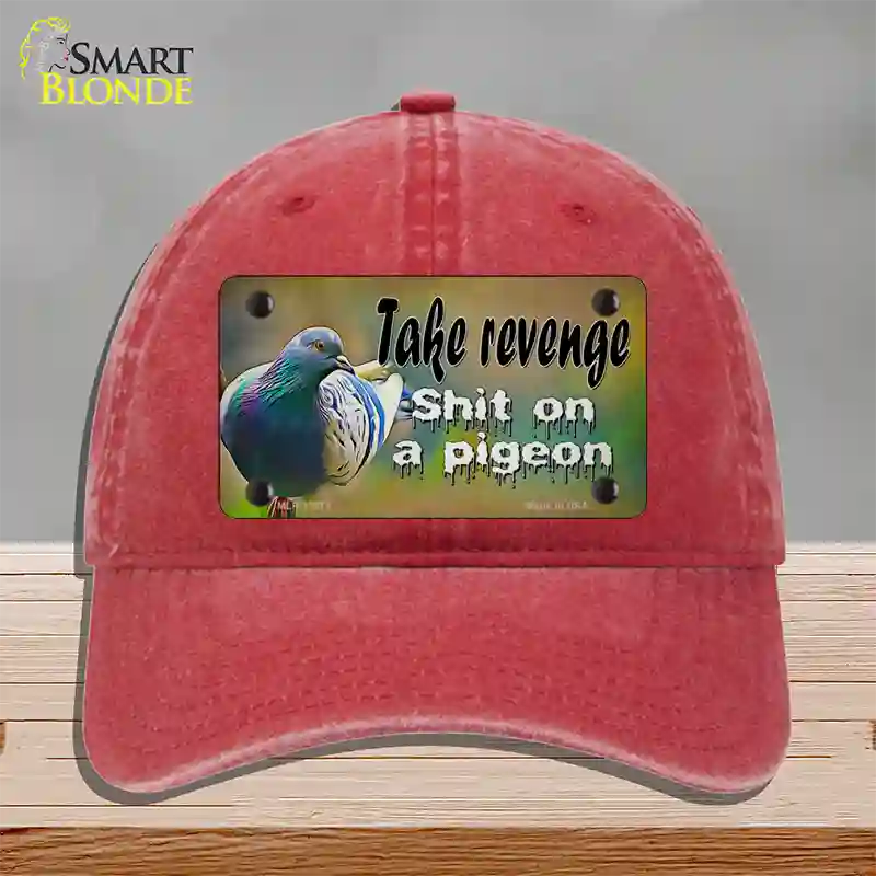 Shit On A Pigeon Novelty License Plate Hat Tag Unconstructed Cotton / Red