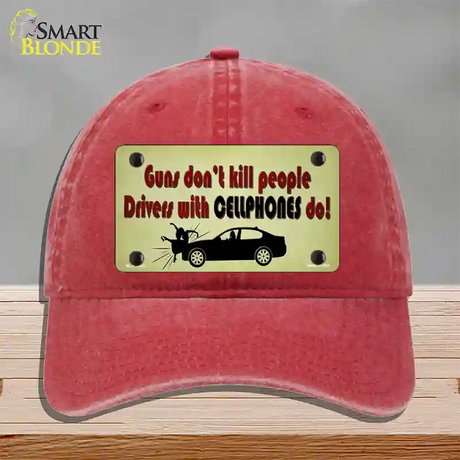 Drivers With Cellphones Do Novelty License Plate Hat Tag Unconstructed Cotton / Red