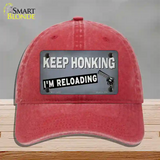 Keep Honking Reloading Novelty License Plate Hat Tag Unconstructed Cotton / Red