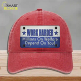 Welfare Depends On You Novelty License Plate Hat Tag Unconstructed Cotton / Red