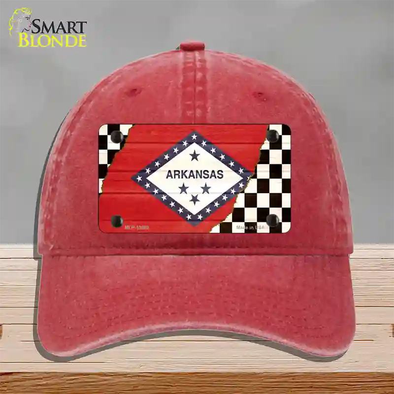 Arkansas Racing Flag Novelty License Plate Hat Tag Unconstructed Cotton / Red