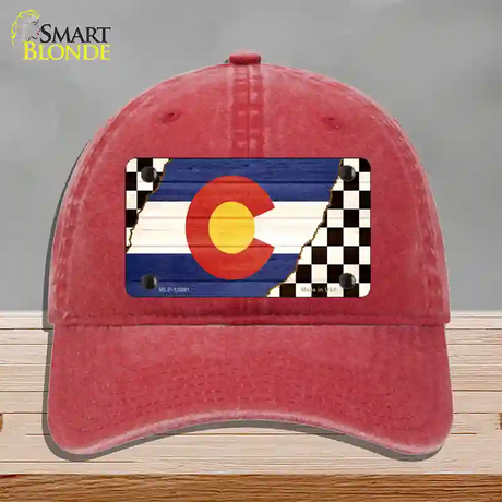 Colorado Racing Flag Novelty License Plate Hat Tag Unconstructed Cotton / Red