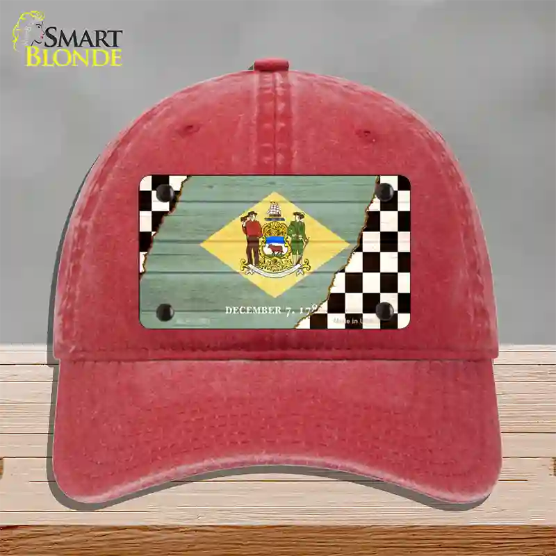 Delaware Racing Flag Novelty License Plate Hat Tag Unconstructed Cotton / Red