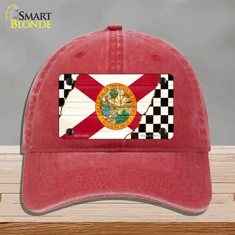 Florida Racing Flag Novelty License Plate Hat Tag Unconstructed Cotton / Red