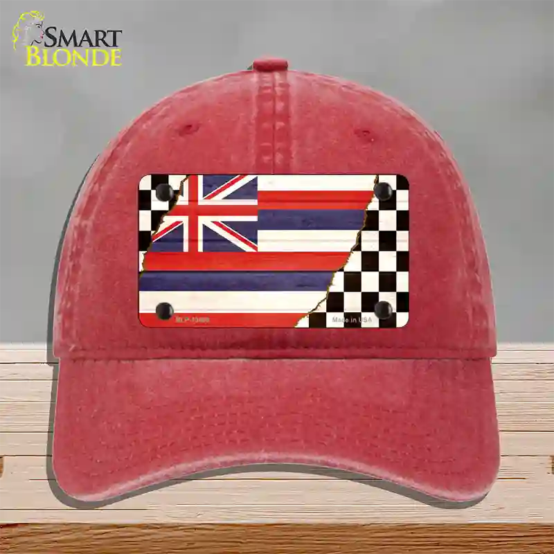 Hawaii Racing Flag Novelty License Plate Hat Tag Unconstructed Cotton / Red