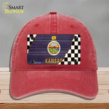 Kansas Racing Flag Novelty License Plate Hat Tag Unconstructed Cotton / Red