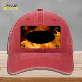 Real Flame With Black Center Oval Novelty License Plate Hat Unconstructed Cotton / Red