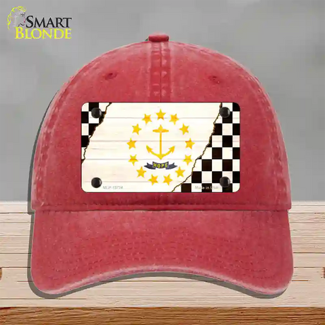 Rhode Island Racing Flag Novelty License Plate Hat Tag Unconstructed Cotton / Red