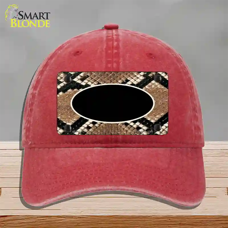 Snake With Black Center Oval Novelty License Plate Hat Unconstructed Cotton / Red