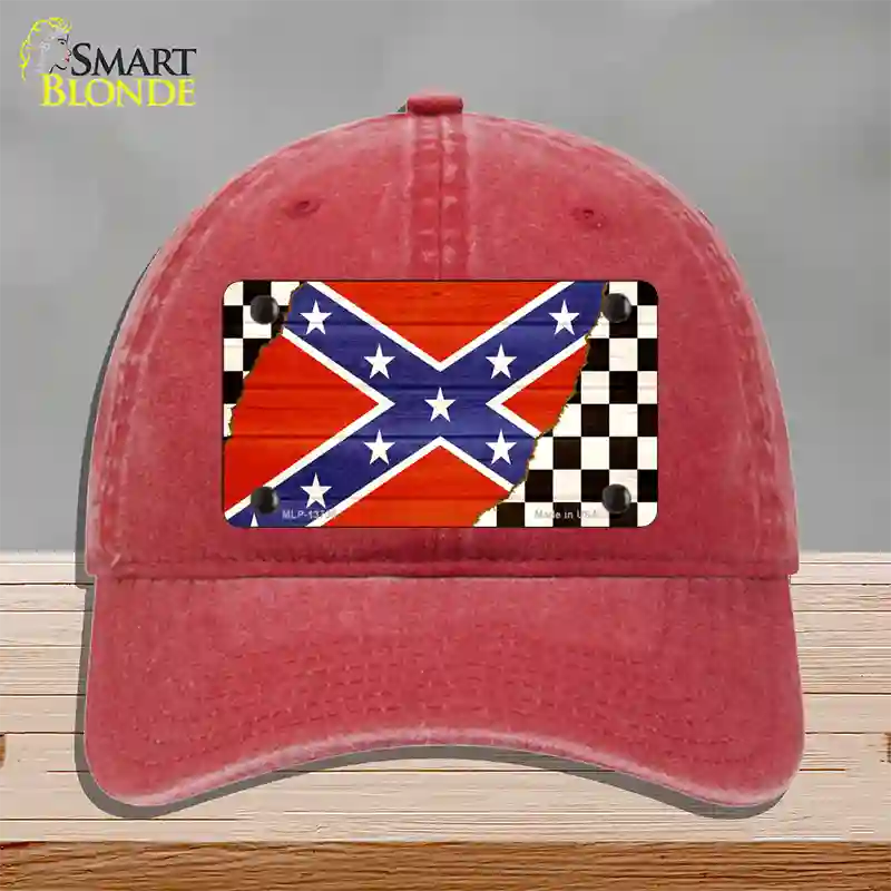 Confederate Racing Flag Novelty License Plate Hat Tag Unconstructed Cotton / Red