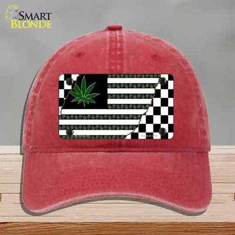 Weed American Racing Flag Novelty License Plate Hat Tag Unconstructed Cotton / Red