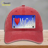 I Love My Geek Novelty License Plate Hat Tag Unconstructed Cotton / Red