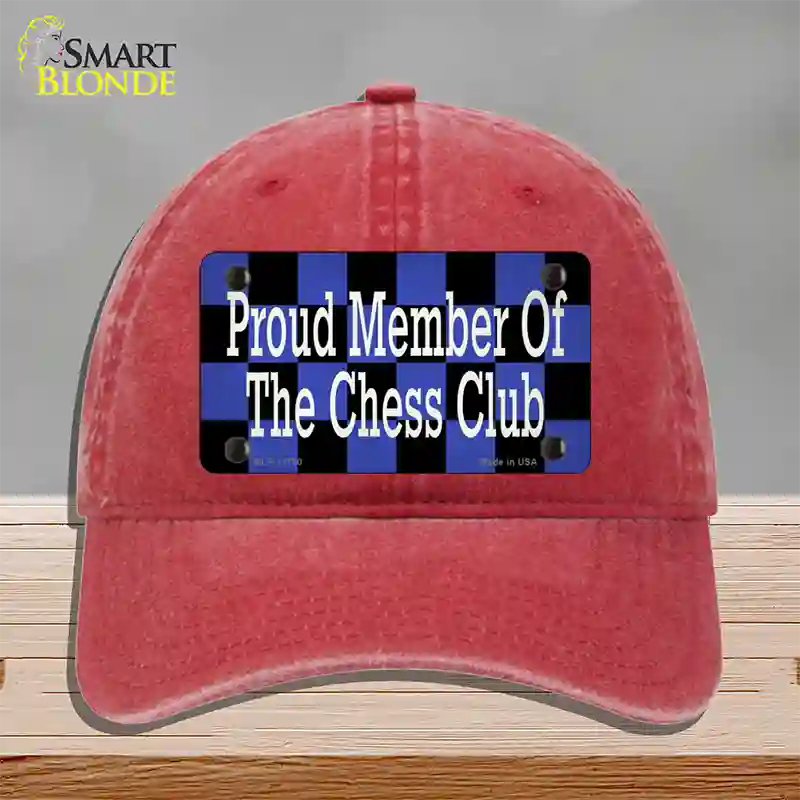 Chess Club Member Novelty License Plate Hat Tag Unconstructed Cotton / Red