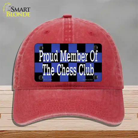 Chess Club Member Novelty License Plate Hat Tag Unconstructed Cotton / Red