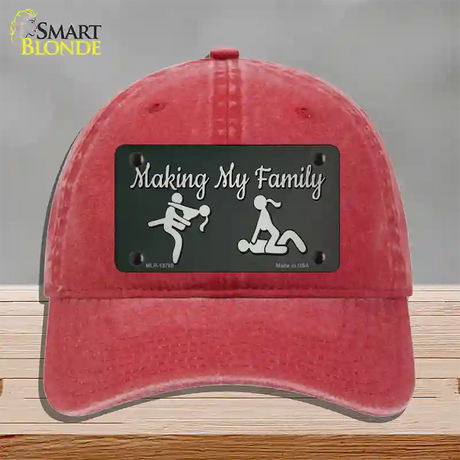 Makin My Family Novelty License Plate Hat Tag Unconstructed Cotton / Red