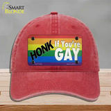 Honk If Youre Gay Novelty License Plate Hat Tag Unconstructed Cotton / Red