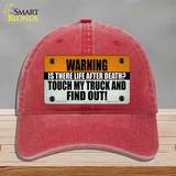 Dont Touch My Truck Novelty License Plate Hat Tag Unconstructed Cotton / Red