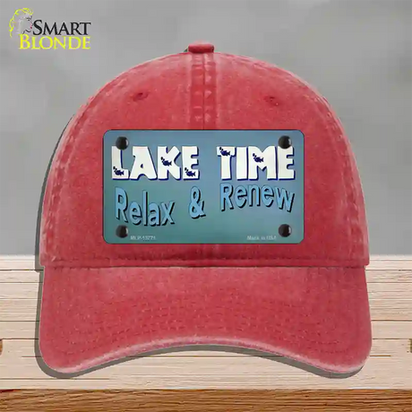 Lake Time Novelty License Plate Hat Tag Unconstructed Cotton / Red