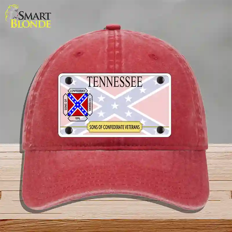 Tennessee Sons Of Confederate Novelty License Plate Hat Unconstructed Cotton / Red