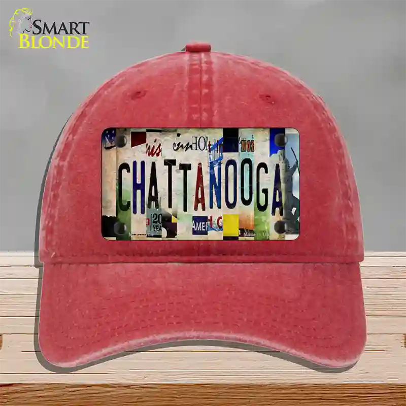 Chattanooga Strip Art Novelty License Plate Hat Tag Unconstructed Cotton / Red