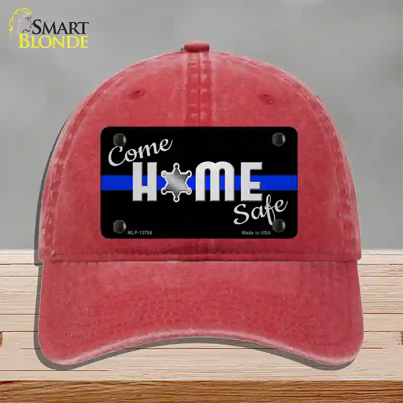 Come Home Safe Novelty License Plate Hat Tag Unconstructed Cotton / Red