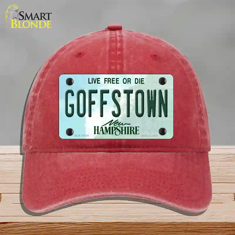 Goffstown New Hampshire Novelty License Plate Hat Tag Unconstructed Cotton / Red