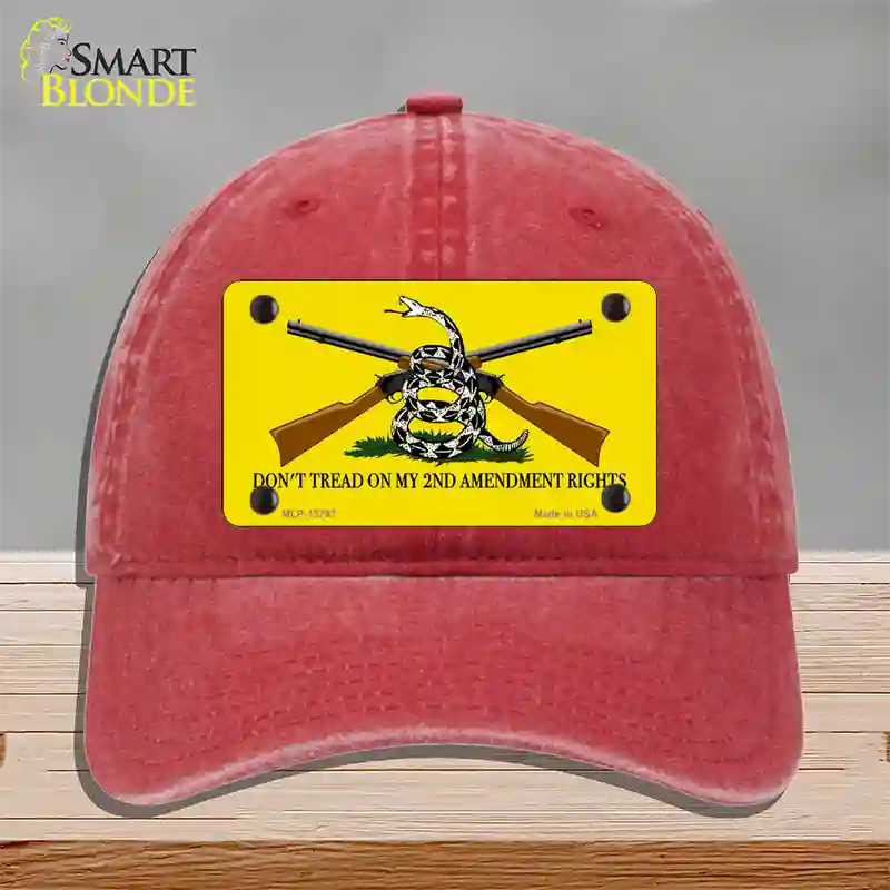 Dont Tread On My 2nd Amendment Novelty License Plate Hat Unconstructed Cotton / Red