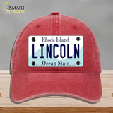 Lincoln Rhode Island Novelty License Plate Hat Novelty License Plate Hat Unconstructed Cotton / Red