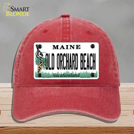 Old Orchard Beach Maine Novelty License Plate Hat Tag Unconstructed Cotton / Red