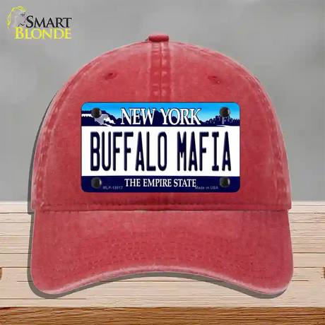 Buffalo Mafia New York Novelty License Plate Hat Tag Unconstructed Cotton / Red