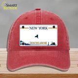 New York Excelsior Novelty License Plate Hat Unconstructed Cotton / Red